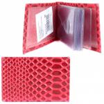 Кредитница Premier-V-119 (18 листов)  натуральная кожа малиновая змея (77)    212622