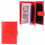 Обложка для авто+паспорт Cayman-ВП 1225л (с хляст,  двойн стенка,  5 карм,  2sim)  натуральная кожа алый флотер (128)  203874