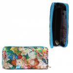 Кошелек женский искусственная кожа 7811-1,  на 1 молнию,  6отд,  8карм,  (цветы),  синий 209047