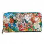 Кошелек женский искусственная кожа 7811-1,  на 1 молнию,  6отд,  8карм,  (цветы),  синий 209047