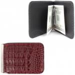 Зажим для купюр Cayman-Z-16 (магнит+карман на молнии)  н/к,  бордо кайман (68)  212663