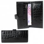 Портмоне мужское Croco-ПР-950 с хлястиком натуральная кожа 2 отд,  13 карм,  черный кайман (61)  208991