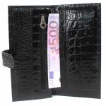 Портмоне мужское Croco-ПР-950 с хлястиком натуральная кожа 2 отд,  13 карм,  черный кайман (61)  208991