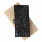 Портмоне мужское Croco-ПР-950 с хлястиком натуральная кожа 2 отд,  13 карм,  черный кайман (61)  208991