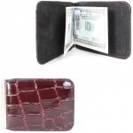 Зажим для купюр Cayman-Z-16 (магнит+карман на молнии)  н/к,  бордо скат (67)  212664