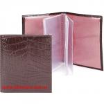 Визитница 2-х рядная на 36 карт,  н/к,  крок;  тем.корич;  тисн Cards 134559