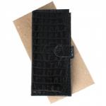 Портмоне мужское Croco-ПР-950 с хлястиком натуральная кожа 2 отд,  13 карм,  черный КЛ (90)  214168