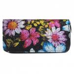 Кошелек женский искусственная кожа 7811-1,  на 1 молнию,  6отд,  8карм,  (цветы),  черный 209048