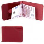 Зажим для купюр Premier-Z-2 (карман д/мелочи на кноп)  натуральная кожа красн.тем. гладкий (138)  157778