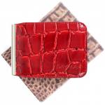 Зажим для купюр Cayman-Z-16 (магнит+карман на молнии)  н/к,  красный скат (74)  212662