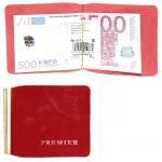 Зажим для купюр Premier-Z-1  (зажим-скрепка)  натуральная кожа красный темный гладкий (138)  178257