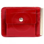 Зажим для купюр Premier-Z-2 (карман д/мелочи на кноп)  натуральная кожа красный гладкий (135)  157777