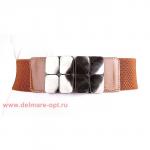 Ремень-резинка 2101,  крупный декор,  camel - коричневый,  шир 6см 112712