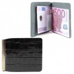 Зажим для купюр Premier-Z-1  (зажим-скрепка)  натуральная кожа черный крокодил (101)  104201