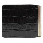Зажим для купюр Premier-Z-1  (зажим-скрепка)  натуральная кожа черный крокодил (101)  104201