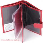 Обложка для авто+паспорт Premier-О-178 (5 внут карм,  двойная стенка)  натуральная кожа красный перламутр (136)  123640
