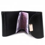 Зажим для купюр Croco-зк-300 (карм на мелочи,  2 кнопки)  натуральная кожа черный змея (201)  205852