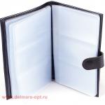 Визитница Cayman-113Л натуральная кожа 72 виз  (настольная)  черный матовый (3)  104667