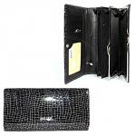 Кошелек женский натуральная кожа Baliya-B 3614-2,   защелка внутри,  7отд,  9карм,  змея лак,  черный 179858