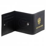 Обложка Croco-у-602 (для удостоверения+карточки)  натуральная кожа черный флотер (40)  218260