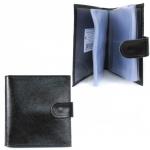 Визитница Croco-В-203 (с хляст,  2х-рядная, 32карточки)  натуральная кожа черный матовый (3)  209403