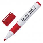 Маркер для доски BRAUBERG SOFT, КРАСНЫЙ, резиновая вставка, круглый наконечник 5 мм, 151250