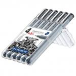 Ручки худож. капилляр.STAEDTLER НАБОР6шт,ЧЕРН,PIGMENT LINER,0,05/0,1/0,2/0,3/0,5/0,8мм,308SB6P