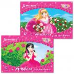 Альбом д/рис. А4 12л., скоба, обложка картон, BRAUBERG, 200х283мм, Нежные принцессы, 102838