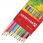 Карандаши цветные BRAUBERG "Бабочки", НАБОР 12 цв., трехгранные, корпус с полосками, 181285