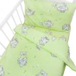 Постельное белье в детскую кроватку 1285/3 Мамонтенок зеленый с простыней на резинке