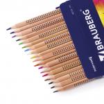 Карандаши цветные BRAUBERG "Цветы", НАБОР 18 цв., трехгранные, лакированное дерево, 181289