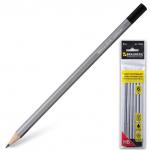 Карандаши чернографитные BRAUBERG НАБОР 6 шт., "Argentum", НВ, без резинки, заточенные, 180605