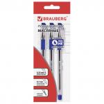 Ручки шариковые масляные BRAUBERG НАБОР 3шт., СИНИЕ, Max-Oil, игольч.узел, 0,7мм,0,35мм,142145