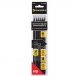 Карандаши чернографитные BRAUBERG НАБОР 6 шт., "Black Jack", НВ, с рез., черн.дер., заточен, 180608