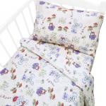 Постельное белье в детскую кроватку 1304/1 Лесная сказка бежевый с простыней на резинке