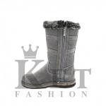 Женские дутики, серые, замша, войлочная подошва