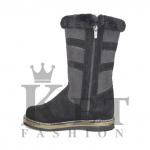 Женские дутики, черные, замша, войлочная подошва