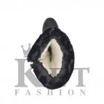 Женские дутики, черные, замша, войлочная подошва