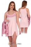 Розовый пеньюар с ночной сорочкой К624А