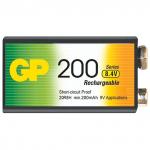 Батарейка аккумуляторная GP, Крона (20R8H, 6F22), Ni-Mh, 200mAh, 1 шт, в блистере, 20R8H-2CRU1