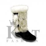 Женские унты, песец, замша, литая подошва