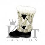 Женские унты, песец, замша, литая подошва