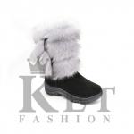 Унты подростковые, голубая норка, литая подошва