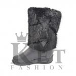 Женские унты, черные, кожа, литая подошва