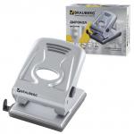 Дырокол металлический BRAUBERG "Metallic", до 40 листов, серебристый, 224342