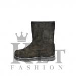 Мужские сапоги короткие, черная замша, подошва лепесток