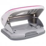 Дырокол BRAUBERG "Delta", до 20 листов, с резиновой накладкой, серый, розовая вставка, 222558
