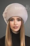 Берет норка дымчатая роза
