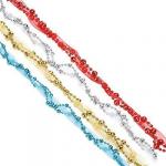 СНОУ БУМ Бусы декоративные с лентой, 200см, пластик, полиэстер, 4 цвета ,VB4, VR1, VS, VG2