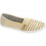 LKW084 Слипоны текстильные женские полоска серый/бежевый
